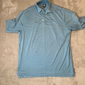 FootJoy Polo Shirt Mens XL Blue Striped Polyester Stretch Short Sleeve Golf
